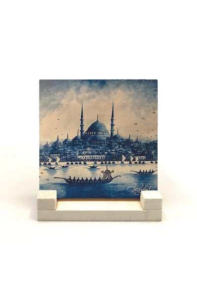 Sadrazam Eminönü New Moschee Imprimat Piatră Naturală Desktop 10x10 Krt-42
