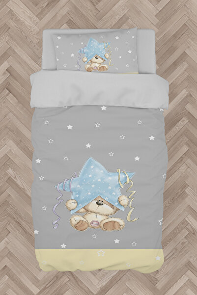 MASAL ODAM غرفة الأطفال والرضع مجموعة غطاء لحاف مخطط باللون الأصفر بنمط النجم...