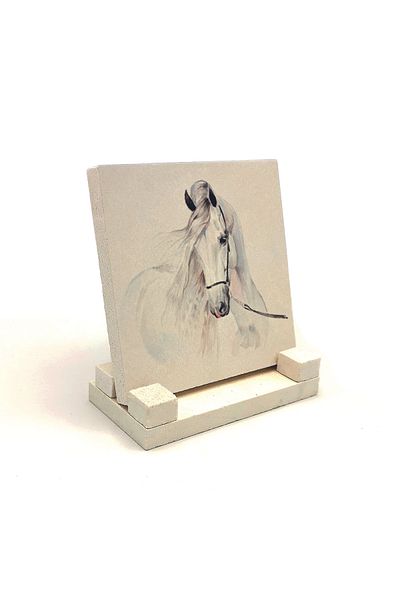 Sadrazam Horse Printed Natural Stone Desktop (10X10 Krg-155)