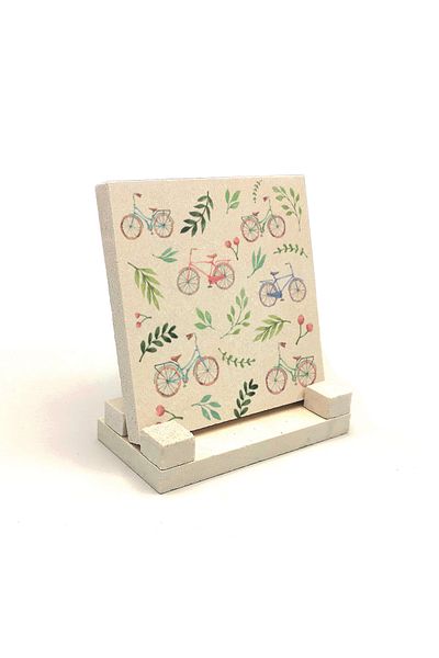 Sadrazam Suport de birou din piatră naturală imprimat vizual pentru biciclete olandeze 10x10 Krg-37