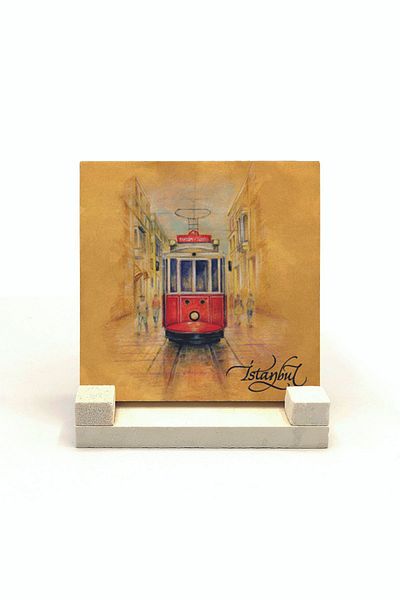Sadrazam Επιτραπέζια Φυσική Πέτρα - Nostalgic Tram Printed, 10x10 Krt-45