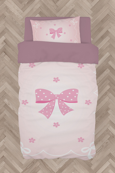 Generic Brand BABY AND KIDS ROOM Pink Ribbon and Star Patterned Duvet Cover Set