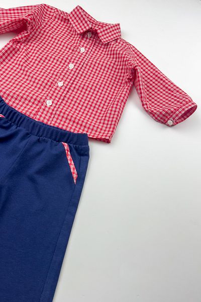 Globaby Men's 2-Piece Set with Checkered Shirt