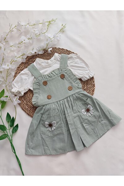 çilek bebe Kız Bebek Çiçek Desenli Badili Elbise