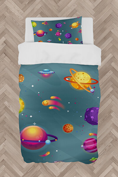 MASAL ODAM طقم غطاء لحاف لغرفة الأطفال والرضع بنمط الفضاء والكوكب
