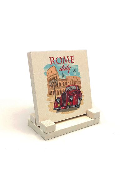 BAKSEPETE Roman Visual Printed Natural Stone Desktop 10x10 Krg-45