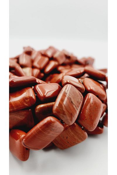 Yüksel Boncuk 12x18 mm Rectangular Red Jasper Stone Natural Stone String