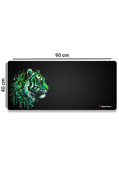 SonicTouch لوحة ماوس ألعاب UltraGrand باللونين الأسود والأخضر النيون بدون خياطة مقاس Xxl مقاس 40 × 90 سم