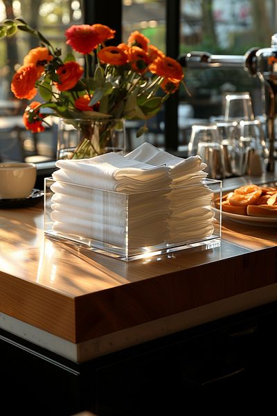 Pleksi Marketi Plexy Towel-pecete Box - 20x20x4 Cm, H:10cm, 4mm Thickness - 1 Piece