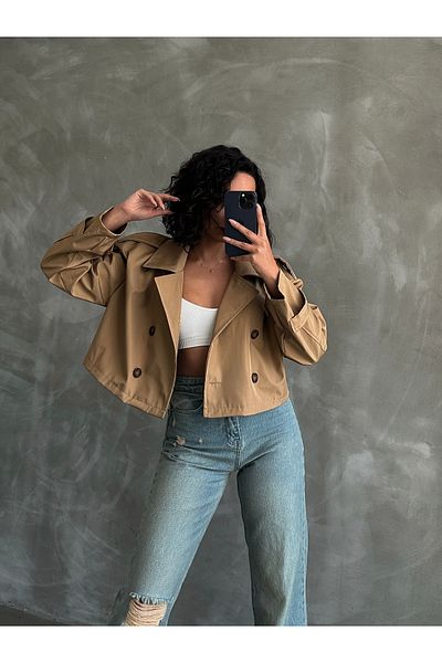 AÈC PRIVÈ WOMEN'S NEW SEASON TREND MAGIC BOTH VEST BOTH CROP BOTH TRENCH COAT 777