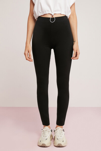 ETHIQUET Darla Women's Thick Textured Full Fitting on the Body Long Viscose Black Tights