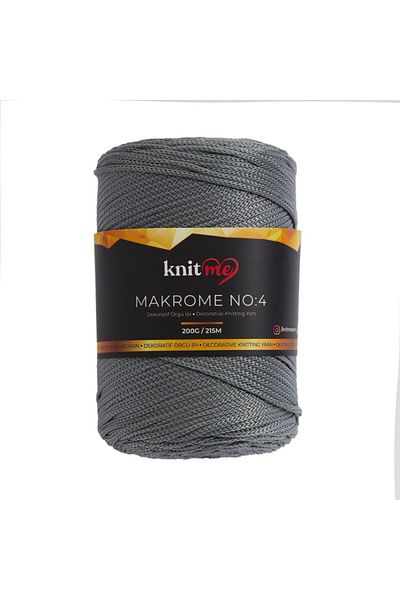 knitme Πολυεστέρας 4mm - 200g Σκούρο Γκρι Πλεκτό Σχοινί 8040