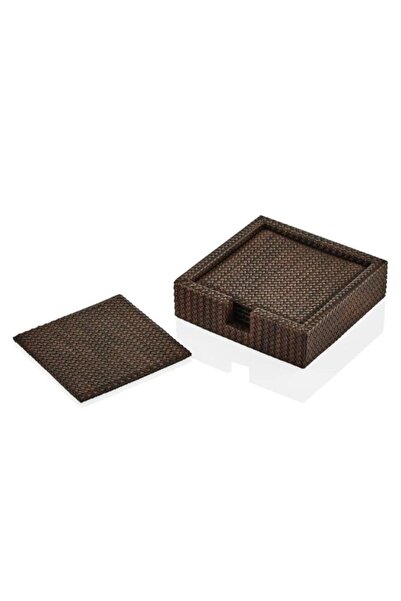 SETABIANCA SETAIANCA LUXE FAUX VEGAN DERİ BARDAK ALTLIĞI 6 LI KAHVE 13*13*3,5 CM