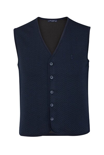 SÜVARİ Süvari Kapitone Desenli Lacivert Erkek Yelek