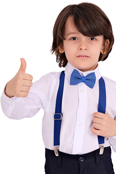 Merdia Set de 3 piese pentru băiat, cu mânecă lungă, cămașă albă cu bretele