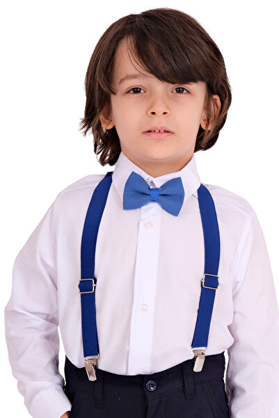 Merdia Set de 3 piese pentru băiat, cu mânecă lungă, cămașă albă cu bretele