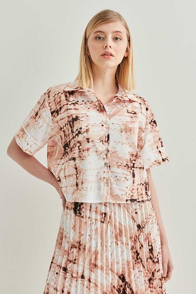 Vitrin Geknöpftes Crop-Shirt vorne mit Paspelierung