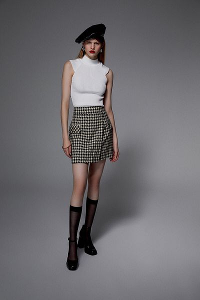 rue Ribbed Ecru Knitwear Top