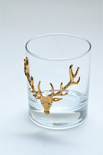 iQey Home Geyik Figürlü Gold Viski Bardağı 4’lü Set / Figürlü Bardak