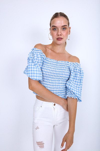 Vitrin Glitzerbluse mit Gingham-Muster