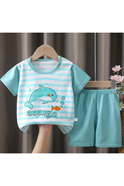 naynes Kız ve Erkek Çocuk %100 Pamuklu T-Shirt, Şort 2'li Takım Yaz Kıyafeti ...