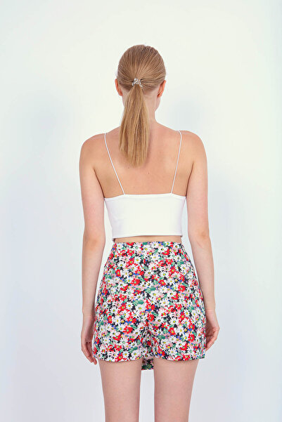 Vitrin Front Buttoned Floral Short Skirt