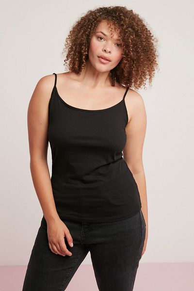 ETHIQUET Mındy Women's 100% Cotton Body Wrap Round Neck Thin Strap Sleeveless Black Body