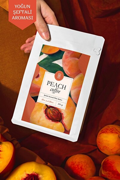 Mim and More Peach Coffee - Şeftali Aromalı Kahve Çekirdek Kahve, 200 gr