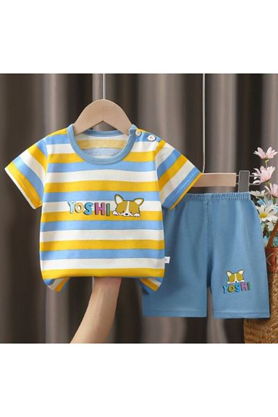 naynes 3 Years Girl and Boy 100% Cotton Set - T-Shirt and Shorts Summer Outfit (Cute Fox)