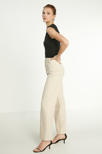 Vitrin High Waist Stitching Detailed Trousers