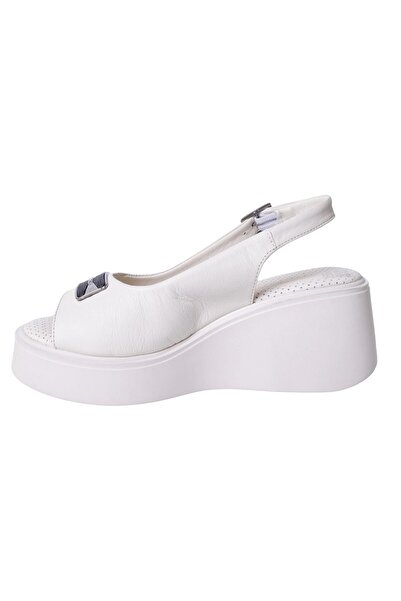 Mammamia D24YS-1915 Bej Kadın Deri Sandalet