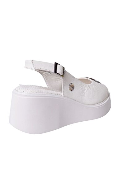 Mammamia D24YS-1915 Bej Kadın Deri Sandalet