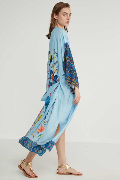 Vitrin Gemusterter Viskose-Kimono mit Seitenschlitzen