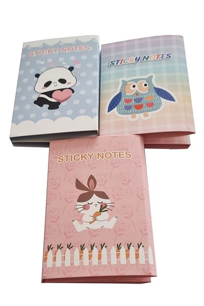 Modellino Panda Owl Rabbit Kraf 3-Piece Adhesive Note Paper Set 8 Different Patterns 8x20 Pieces x 3 (480 Sheets)