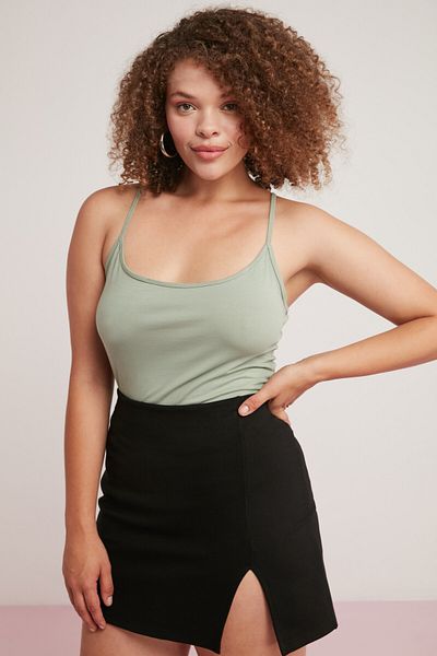 ETHIQUET Mındy Women's 100% Cotton Body Wrap Round Neck Thin Strap Sleeveless Green Large Size Body