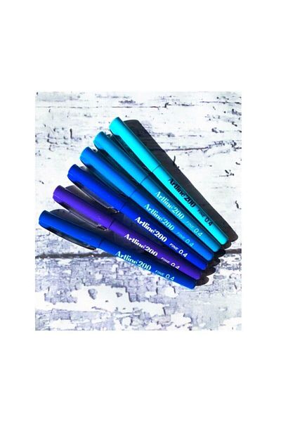 artline 200 Fineliner Blue Tones 0.4 Mm Thin Tip Writing And Drawing
