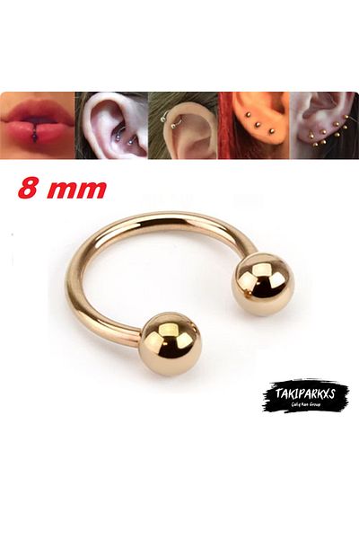 Takıparkxs 316l Surgical Steel 8mm Ball Tip Gold Color Septum Piercing