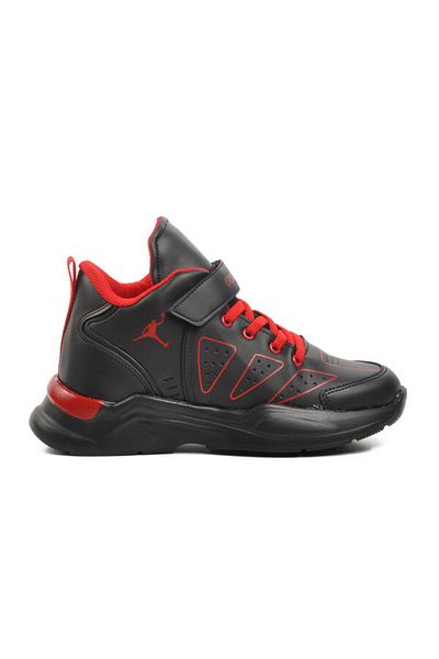 Aspor Pepino Black Red Velcro Children's Basketball Shoes