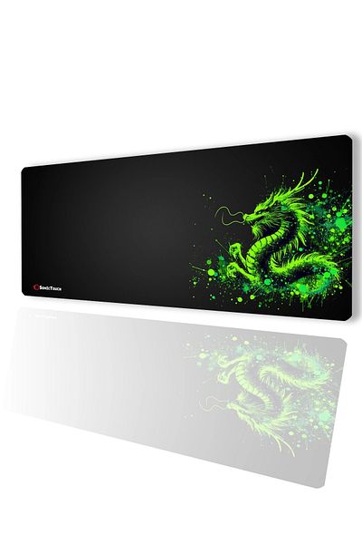 SonicTouch UltraGrand أسود نيون أخضر التنين التنين سلس Xxl ألعاب سطح المكتب لوحة المفاتيح لوحة الماوس 40x90