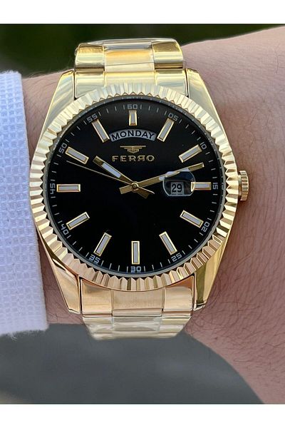 FERRO Steel Cord Calendar Waterproof Men's Wristwatch
