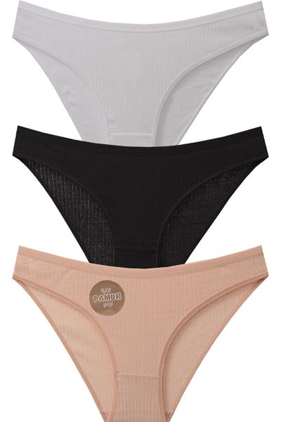Papatya Corded Cotton Basic Panties Slip 3 Pack