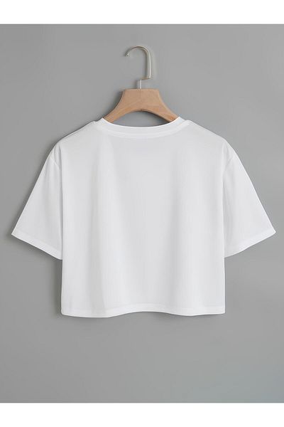 Mad&Calf Γυναικείο T-shirt με στάμπα Skeleton Crew Neck Crop