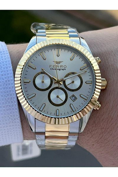 FERRO Steel Cord Inner Functions 30 Mt Waterproof Men's Wristwatch with Active Calendar EFM31289-D