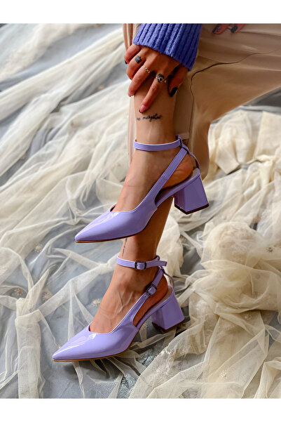 irmona DUBAI LİLA RUGAN KISA ÖKÇE BANTLI SIVRI BURUN KLASIK SANDALET