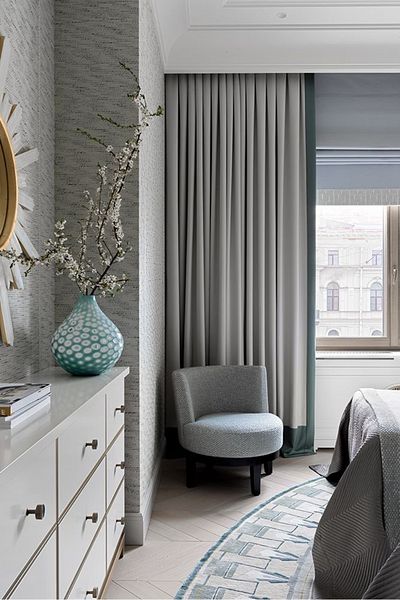 perastore Gray Linen Edge Green Piping Closure Background Curtain