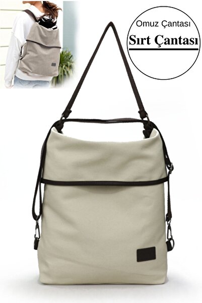 Cappadocia Vintage 3210 Kyra Kadın Açık Krem Omuz Sırt El  %100 Pamuk Kanvas ...