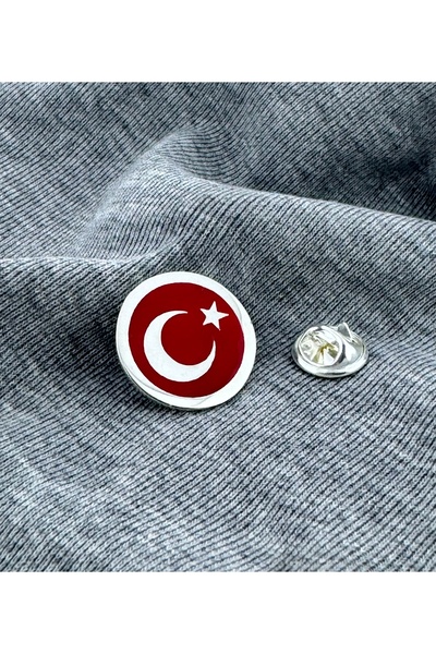 Kuyumcudan Yuvarlak Ayyıldız Rozet 925 Ayar Gümüş
