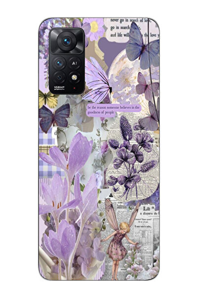 Magic Ring Redmi Note 11S - Note 11 Uyumlu Lavanta Tasarımlı Şeffaf Telefon K...