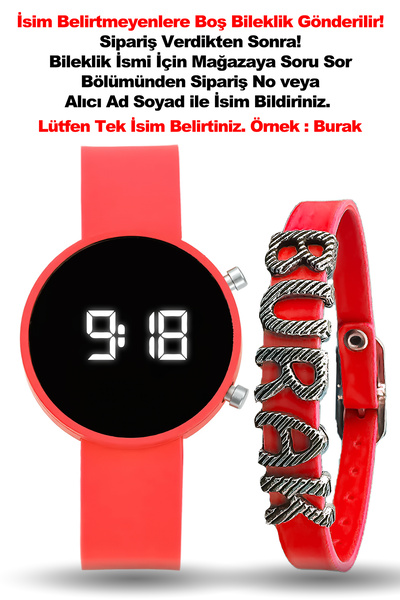 tutkanstore Çocuk Kol Saati ve İsme Özel Bileklik Kombin Takvim Su Geçirmez K...