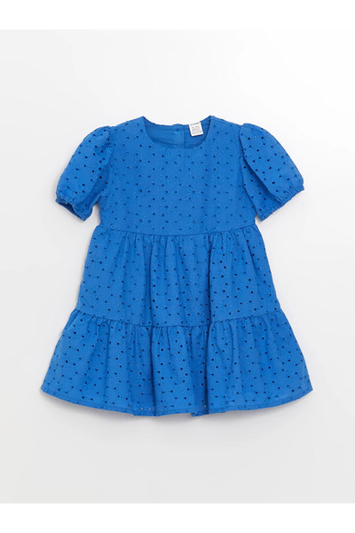 LC Waikiki LCW baby vyšívané dievčenské šaty s krátkym rukávom s krátkym rukávom